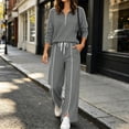 thumbnail image 1 of Xdegoge Womens 2 Piece Sweatsuits Half Zip Pullover Sweatshirt and Slit Wide Leg Pants Casual Lounge Sets Athletic Tracksuit, 1 of 9