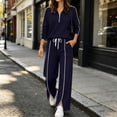 thumbnail image 1 of Xdegoge Womens 2 Piece Sweatsuits Half Zip Pullover Sweatshirt and Slit Wide Leg Pants Casual Lounge Sets Athletic Tracksuit, 1 of 9