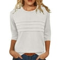 thumbnail image 1 of Xdegoge Womens 3/4 Length Sleeve Tops Fashion Summer Tops Pleated Crewneck Casual Cute Pullover T-Shirts Beach Vacation Going Out Shirts Athletic Workout Tops Ropa Para Mujer, 1 of 7