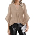 thumbnail image 1 of Xdegoge Womens 3/4 Sleeve Tops Sparkly V Neck Ruffles Double Layers Mesh Dressy Blouses Cocktail Evening Party Elegant Shirts Loose Vintage Sequin Trendy Outfits, 1 of 7