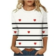 thumbnail image 1 of Xdegoge Womens 3/4 Sleeve V Neck Valentine Top Love Heart Printed Graphic Shirt Casual Loose Oversized Tops Cute Funny Observance Collection Pullover for Valentine's Day, 1 of 5