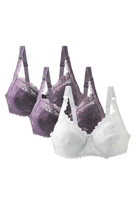 Womens 3 Pack Seamless Bras Lace Full Coverage Wireless Bras Plus Size Push Up Gathered Support Bralettes Soft Comfy Everyday Bras Ofertas Del Dia De Hoy Relampago Flash