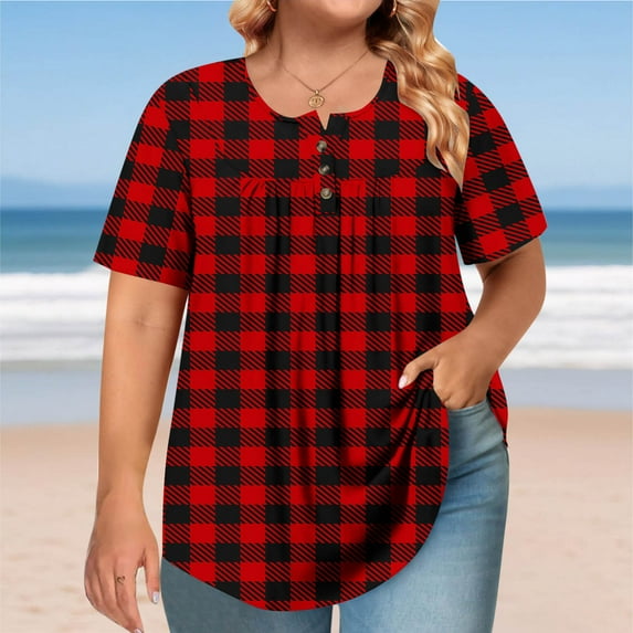 Xdegoge Womens Blouses 3/4 Sleeve Plus Size Tops Fashion Printed Crew Neck Oversized T Shirt Loose Fit Tunic Summer Tops Casual Boho Tees Ropa Mujer Flash Last Order Placed