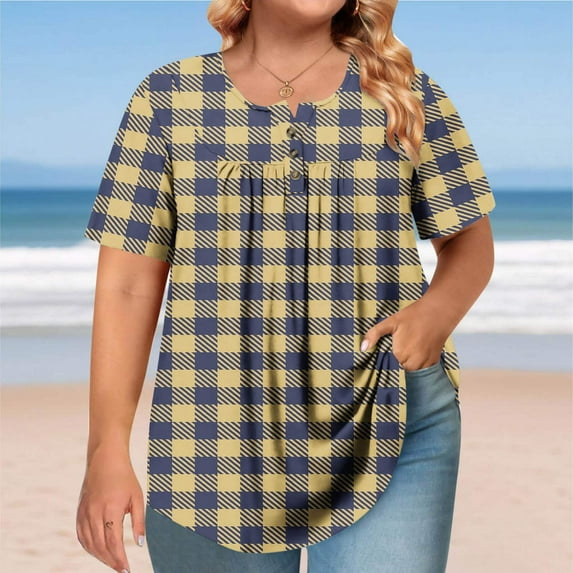 Xdegoge Womens Blouses Short Sleeve Plus Size Tops Fashion Printed Crew Neck Oversized T Shirt Loose Fit Tunic Summer Tops Casual Boho Tees Ropa Mujer Returns and Refunds Walmart Clearance