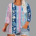 thumbnail image 1 of Xdegoge Womens Blouses 3/4 Sleeve Plus Size Tops Fashion Printed Crew Neck Oversized T Shirt Loose Fit Tunic Summer Tops Casual Boho Tees Ropa Mujer Women's In Clothing, 1 of 5