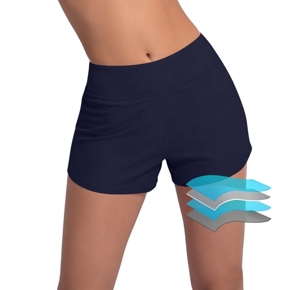 Xdegoge Womens Board Shorts High Waisted Boyshorts Swim Bottoms Smooth Quick Dry Fabric Solid Pattern Flattering Modest Water Sports Wear