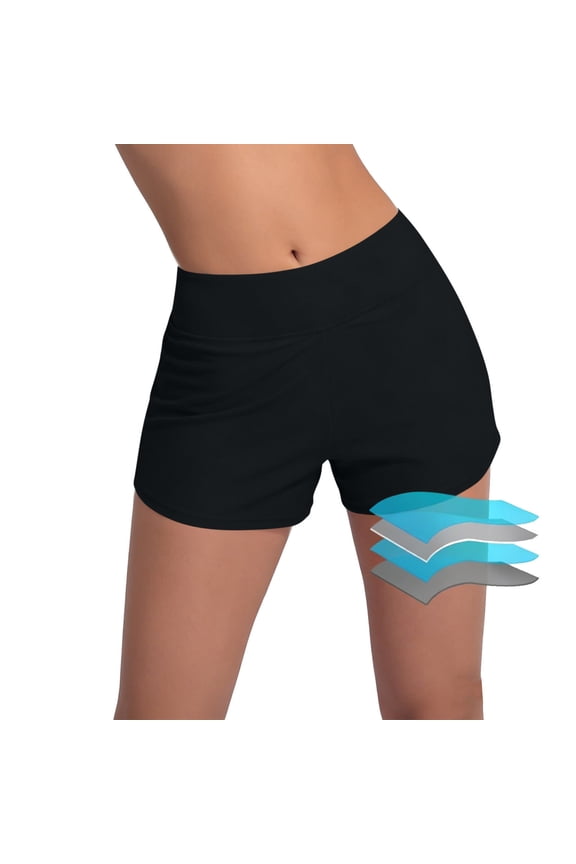 Womens Board Shorts High Waisted Boyshorts Swim Bottoms Smooth Quick Dry Fabric Solid Pattern Flattering Modest Water Sports Wear