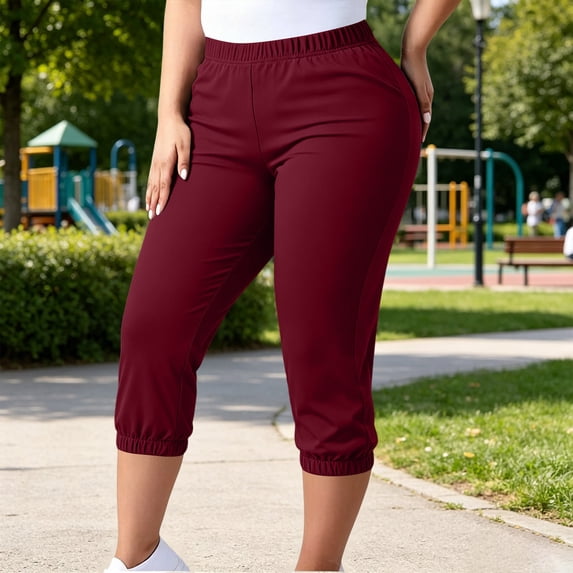 Xdegoge Womens Capri Leggings Plus Size Elastic Waist Athletic Workout Lightweight Cropped Pants with Pockets Running Gym Yoga Casual Activewear Xl-5Xl