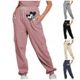 thumbnail image 1 of Xdegoge Womens Cargo Sweatpants 2025 Casual Elastic Waist Drawstring Print Sweatpant Casual Warm Running Joggers Stretch Soft Lightweight Winter Trousers Pantalones Cargo De Mujer Pink XL, 1 of 8