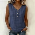 thumbnail image 1 of Xdegoge Womens Checkered Henley Tank Tops Sleeveless V Neck Shirt Partial Button Down Blouse Summer Casual Vest Classic Gingham Pattern Lightweight Fashion Tee Apparel, 1 of 7