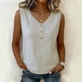 thumbnail image 1 of Xdegoge Womens Checkered Henley Tank Tops Sleeveless V Neck Shirt Partial Button Down Blouse Summer Casual Vest Classic Gingham Pattern Lightweight Fashion Tee Apparel, 1 of 7