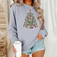 thumbnail image 1 of Xdegoge Womens Christmas Sweatshirt Crew Neck Long Sleeve Tops Xmas Tree Graphic Shirts Dressy Casual Christmas Sweater Cute Christmas Sweater Women Cute, Gray XL, 1 of 6