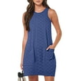 thumbnail image 1 of Xdegoge Womens Clothes Mini Dresses for Women Summer Sleeveless Casual Dresses Eyelet Crew Neck Vacation Beach Cover Up T-Shirt Dress Fashion Loose Tank Dresses with Pockets, 1 of 7