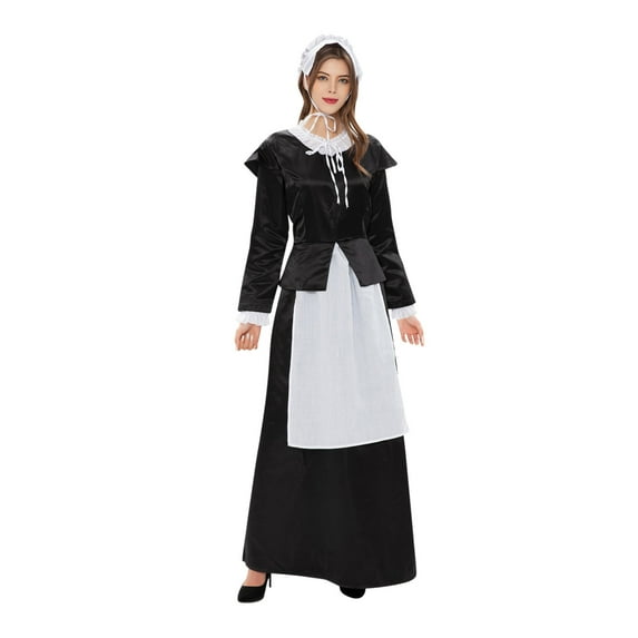 Xdegoge Womens Costume Dress Historical Modest Prairie Colonial Floral Dress Medieval Renaissance Vintage Dresses