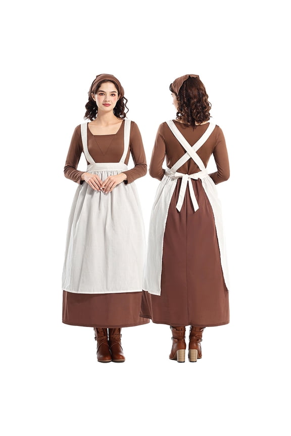 Womens Costume Dress Historical Modest Prairie Colonial Floral Dress Medieval Renaissance Vintage Dresses