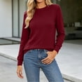 thumbnail image 1 of Xdegoge Womens Crewneck Pullover Sweaters Long Sleeve Textured Knit Tops Casual Square Pattern Basic Lightweight Fall Winter Fashion Knitwear, 1 of 7
