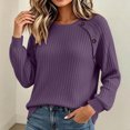 thumbnail image 1 of Xdegoge Womens Crewneck Ribbed Sweater Long Sleeve Pullover Tops with Button Shoulder Details Casual Fall Winter Knit Elegant Basic Fitted Knitwear, 1 of 7
