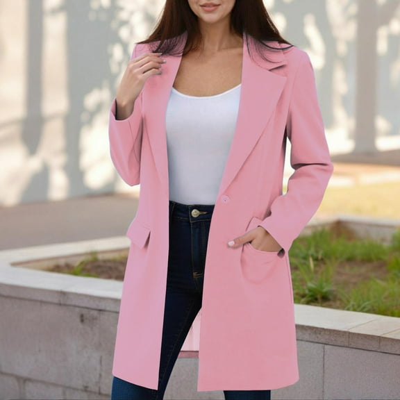 Xdegoge Womens Dressy Casual Blazer Jackets Long Sleeve Open Front Button Down Business Work Office Lapel Blazers Formal Interview Outfits with Pockets