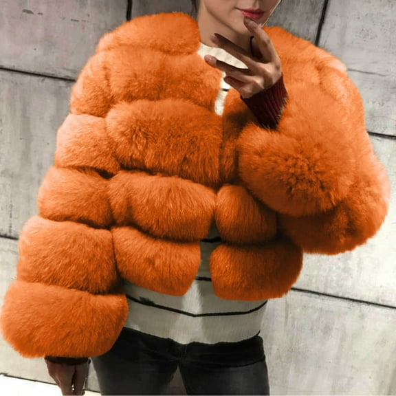 Xdegoge Womens Faux Fur Coat Cropped Open Front Long Sleeve Fluffy Fuzzy Jacket Dressy Loose Fit Bubble Teddy Jackets 2025 Winter Streetwear Warm Outerwear