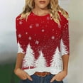 thumbnail image 1 of Xdegoge Womens Holiday Tops Christmas 3/4 Sleeve Trendy Vintage Blouse Casual Crew Neck Sequin Xmas Tree Shirt Holiday Winter Vacation Shirts Funny Plus Size Top 2025, 1 of 5