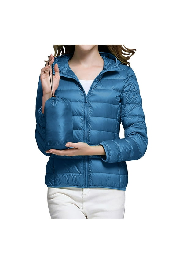 Womens Lightweight Quilted Jacket Full Zip Tunic Slim Fit Pockets Down Coats with Hood Packable Lounge Outdoor Short Padded Jackets Winter Travel Hiking Outerwear 2025