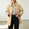thumbnail image 1 of Xdegoge Womens Lightweight Trench Coat Button Down Lapel Jacket with Plaid Lined Cuffs Long Sleeve Casual Fall Office Work Fashion Outerwear, 1 of 7