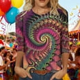 thumbnail image 1 of Xdegoge Womens Mardi Gras Tops Plus Size Crewnceck 3/4 Sleeve Top Luminous Casual Pullover Dazzling Neon Carnival Outfit, 1 of 7