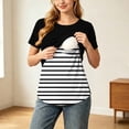 thumbnail image 1 of Xdegoge Womens Maternity Nursing Tops Short Sleeve Colorblock Striped Breastfeeding Shirts Layered Design Comfortable Casual Flattering Pregnancy Tee, 1 of 9