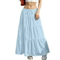 thumbnail image 1 of Xdegoge Womens Maxi Skirts High Waisted Flowy Tiered Drawstring Elastic Waist Ruffle Casual Summer Beach Vacation Travel Hippie Boho Skirt Maxi Skirt, 1 of 5