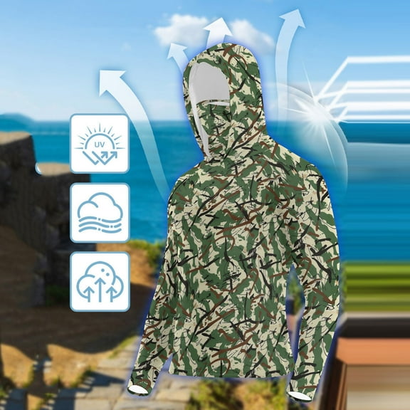 Xdegoge Womens Mens Sun Protection Hooded Camo Shirts with Mask Casual Lightweight Long Sleeve Quick Dry Outdoor T-Shirt Loose Fit Upf 50  Hiking Rash Guards Fishing Hoodies Camisa Hombre XL