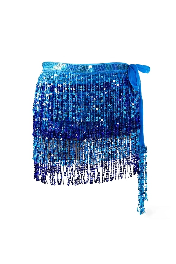 Womens Mini Skirt Sequin Sparkly Tassel Belly Dance Hip Scarf Wrap Belt Waist Shiny Disco Concert Festival Rave Party Fringe Skirts
