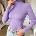 thumbnail image 1 of Xdegoge Womens Mock Neck Ribbed Sweater Long Sleeve Slim Fit Pullover Basic Lightweight Stretchy form Fitting Fall Winter Casual Layering Thermal Tops Knitwear, 1 of 8