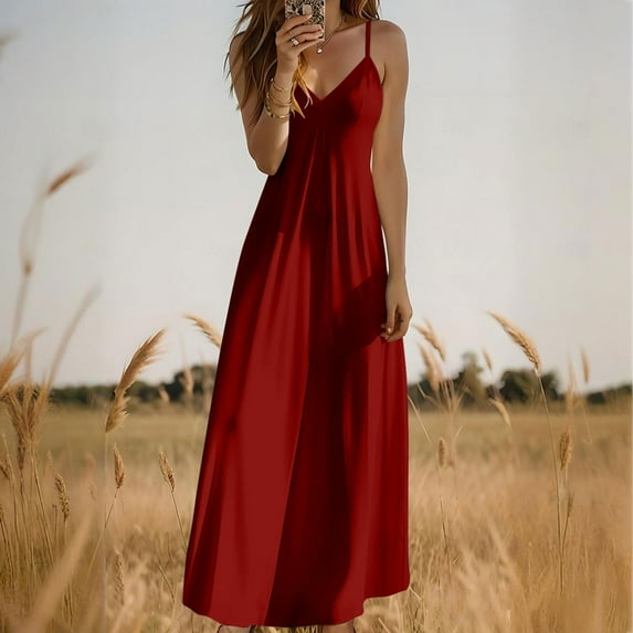 Xdegoge Womens Plus Size 5 Summer Dresses for Women 2025 Sleeveless Cami Dresses Loose Fit V Neck Sun Dress Beach Hawaiian Maxi Casual Long Sundress Plus Size