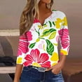 thumbnail image 1 of Xdegoge Womens Plus Size Clearance $5 Women'S 3/4 Sleeve Tops Floral V Neck T Shirts Going Out Trendy Summer Tops 2025 Dressy Casual Blouses Soft Comfy Basic Tees Women Clothes On Clearance, 1 of 5