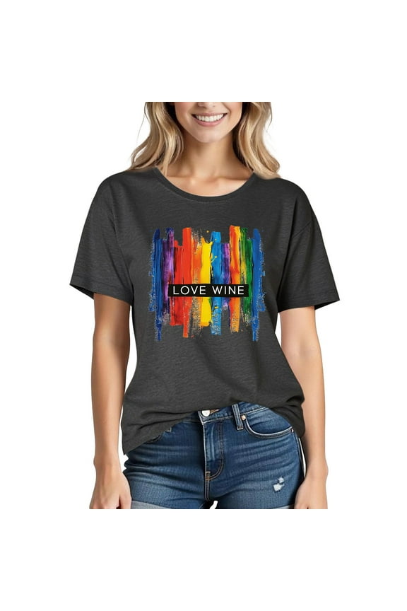Womens Plus Size Pride Heart T-Shirt with Rainbow Flag Print, Knotted Hem Style, Unisex Fit for LGBTQ+ Awareness and Celebration Events
