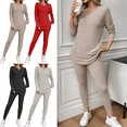 thumbnail image 1 of Xdegoge Womens Ribbed Knit Sets Lounge 2 Piece Slim Fit Comfy Outfits Long Sleeve Pullover Tops Soild Color Cozy Sweater Stretch Elastic Waist Pants Leggings Fall Matching Pajama Fashion Loungewear, 1 of 10