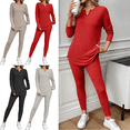 thumbnail image 1 of Xdegoge Womens Ribbed Knit Sets Lounge 2 Piece Slim Fit Comfy Outfits Long Sleeve Pullover Tops Soild Color Cozy Sweater Stretch Elastic Waist Pants Leggings Fall Matching Pajama Fashion Loungewear, 1 of 10