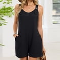 thumbnail image 1 of Xdegoge Womens Rompers for Summer Adjustable Strap Romper Soft Breathable Solid Loungewear Stylish Backless Wide Leg Dailywear with Pockets, 1 of 8