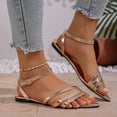 thumbnail image 1 of Xdegoge Womens Sandals Open Toe Pointed Flats Multi Patent Straps Ankle Buckle Sandals Summer Dressy Gladiator Wedding Party Shoes, 1 of 9