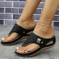 thumbnail image 1 of Xdegoge Womens Sandals Open Toe Thong Style Laser Cut Pattern Side Buckle Low Wedge Flatform Summer Beach Walking Shoes Lightweight Slip on Breathable Outdoor Footwear, 1 of 7
