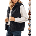 thumbnail image 1 of Xdegoge Womens Sherpa Fleece Vest Casual Fuzzy Sleeveless Full Zip Up Stand Collar Warm Fall Winter Jacket Cozy Outerwear with Pockets, 1 of 9