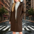 thumbnail image 1 of Xdegoge Womens Single Breasted Trench Coats Knee Length Wool Blend Pea Coat Hooded Fashion Dressy Casual Overcoat Long Winte Jackets with Pockets, 1 of 9