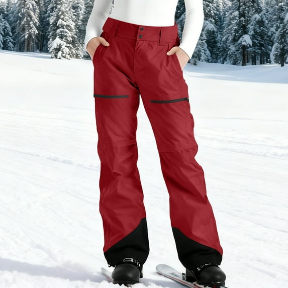 Xdegoge Womens Ski Pants with Pockets Waterproof Insulated Windproof Winter Warm Snow Pants Slim Fit Skiwear Outdoor Hiking Skiing Snowboarding Snowpants