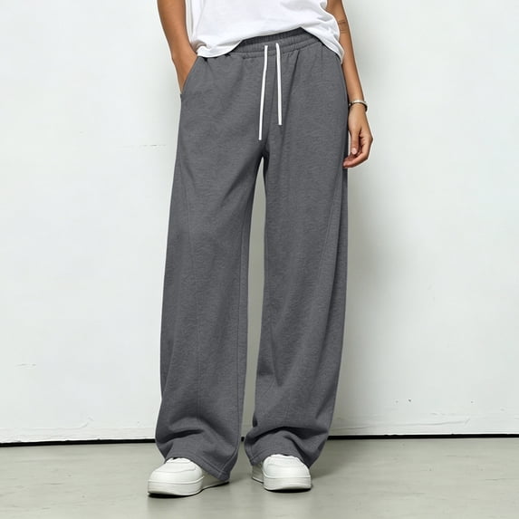 Xdegoge Womens Straight Leg Sweatpants Drawstring Athletic Lounge Pants Baggy Y2K Trousers Casual Comfy Workout Everyday Track Pants with Pockets