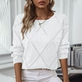 thumbnail image 1 of Xdegoge Womens Sweater Crochet Hollow Out Knit Sequin Tops Casual Loose Cozy Pullover Sweaters Long Sleeve Dressy Fall Winter Top 2025, 1 of 9