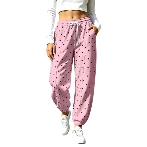 Xdegoge Womens Sweatpants Casual High Waisted Printed Joggers Athletic Fleece Lined Pants with Pockets Loose Fit Drawstring Workout Trousers Comfy Everyday Wear