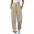 thumbnail image 1 of Xdegoge Womens Sweatpants with Pockets Casual Loose Fit High Waisted Drawstring Elastic Waist Track Bottom Pants Cotton Lightweight Joggers Plus Size Trousers Pantalones De Pana Para Mujer Beige XXL, 1 of 8