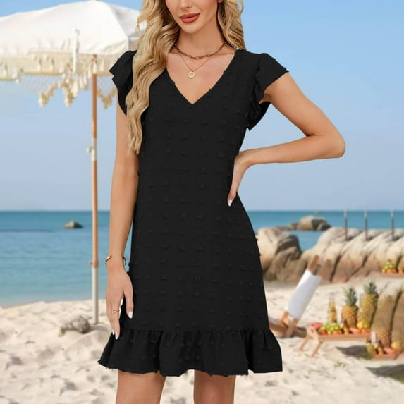 Xdegoge Womens T Shirt Dresses V Neck Blue Casual Dress Loose Curvy Plus Size Dress Empire Waist Cocktail Dress Flowy Beach Dress Blue Elegant Dress Corset Outfits Vestidos De Primera Comunion