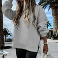 thumbnail image 1 of Xdegoge Womens Trendy Sweatshirts Crew Neck Side Zipper Split Long Sleeve Tops Loose Fit Solid Color Pullover Sweatshirt Drop Shoulder Workout Cozy Winter Top 2025, 1 of 9