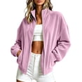 thumbnail image 1 of Xdegoge Womens Velour Track Jackets Long Sleeve Full Zip Up Stand Collar Coats with Pockets Casual Fall Winter Athletic Outerwear, 1 of 8